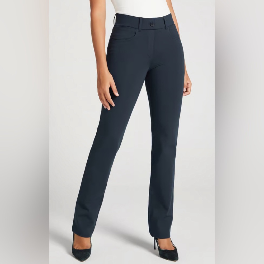 Betabrand Women's XXL Petite Bootcut Pull On Dress Yoga Pants Dark Navy W0104 NV